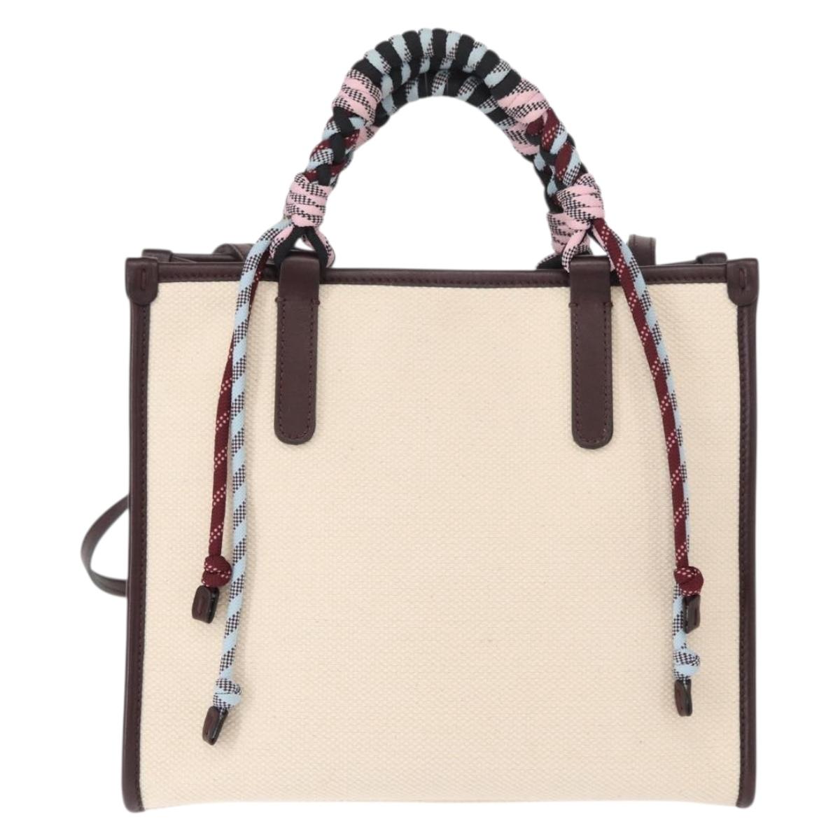 ETRO Tote Bag Canvas 2way White Gold Auth 152152 - Jerrillo image 3