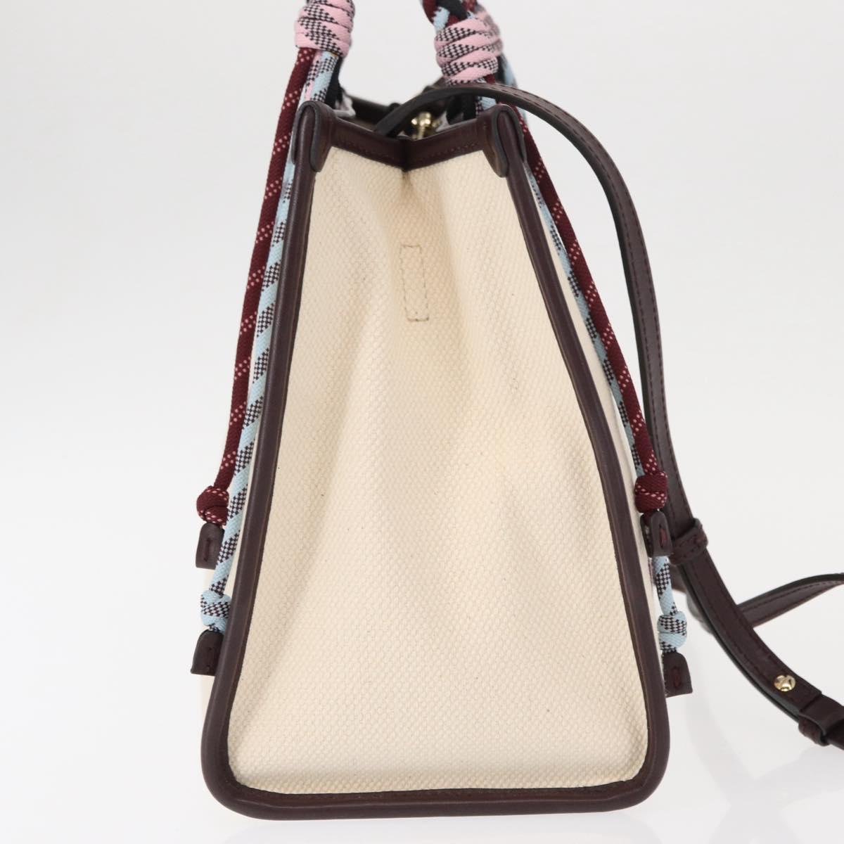 ETRO Tote Bag Canvas 2way White Gold Auth 152152 - Jerrillo image 5