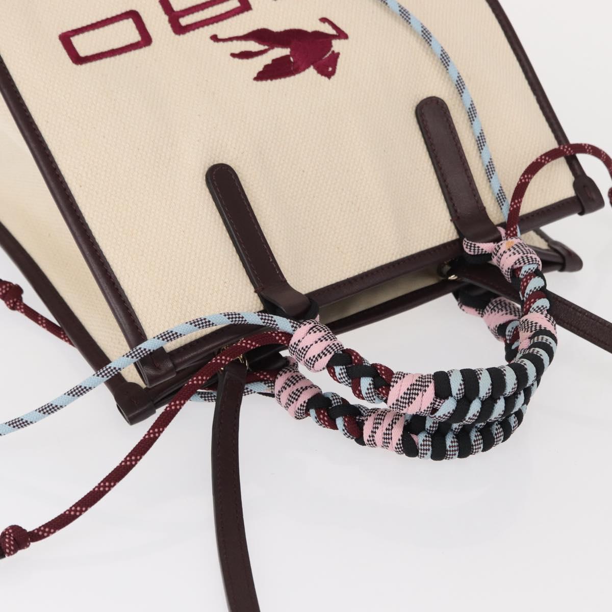 ETRO Tote Bag Canvas 2way White Gold Auth 152152 - Jerrillo image 6