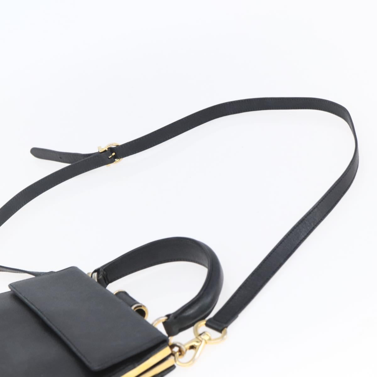 Salvatore Ferragamo Hand Bag Leather 2way Black Gold Auth 152197 - Jerrillo image 10