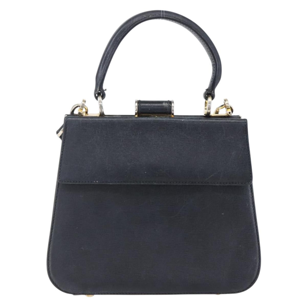 Salvatore Ferragamo Hand Bag Leather 2way Black Gold Auth 152197 - Jerrillo image 2