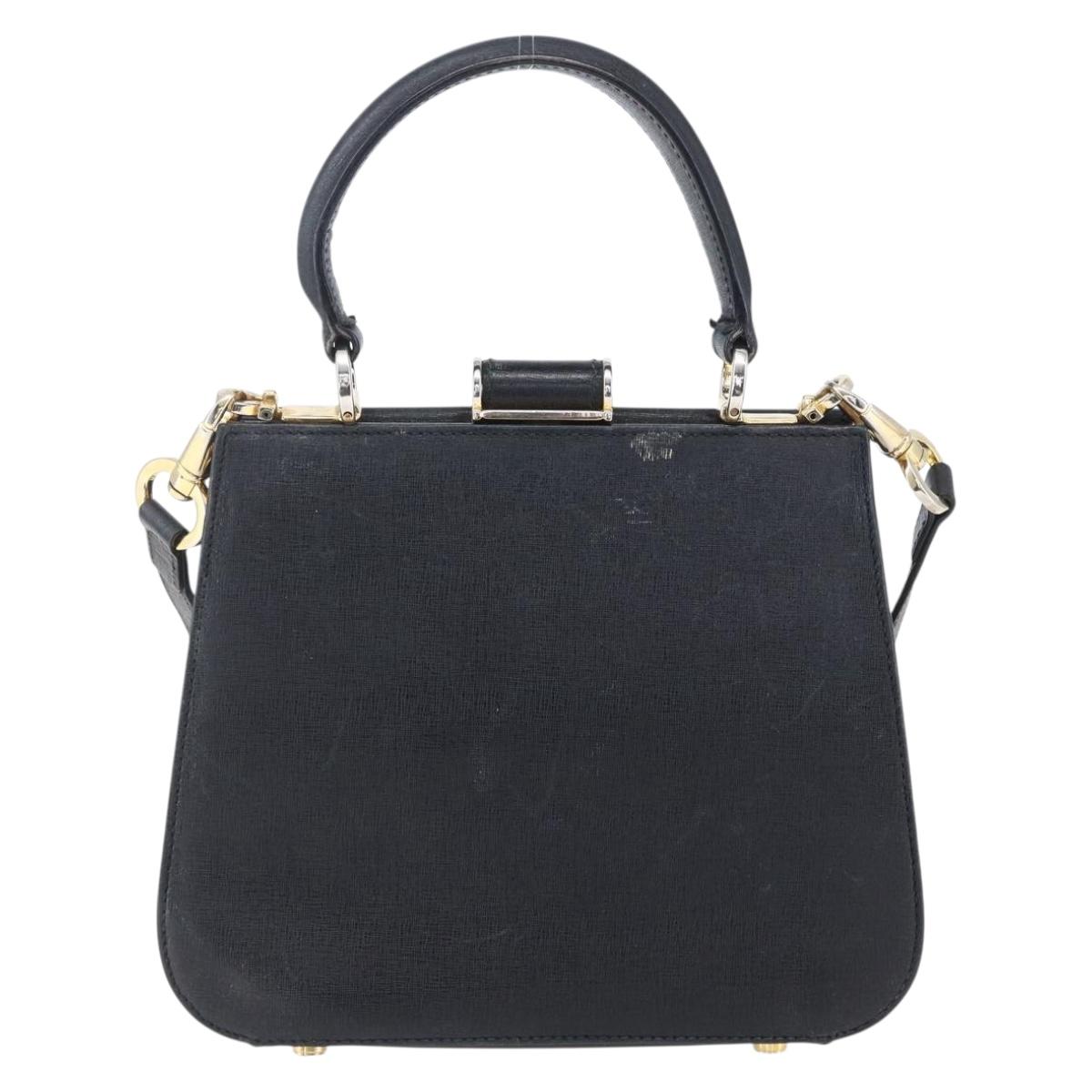 Salvatore Ferragamo Hand Bag Leather 2way Black Gold Auth 152197 - Jerrillo image 3