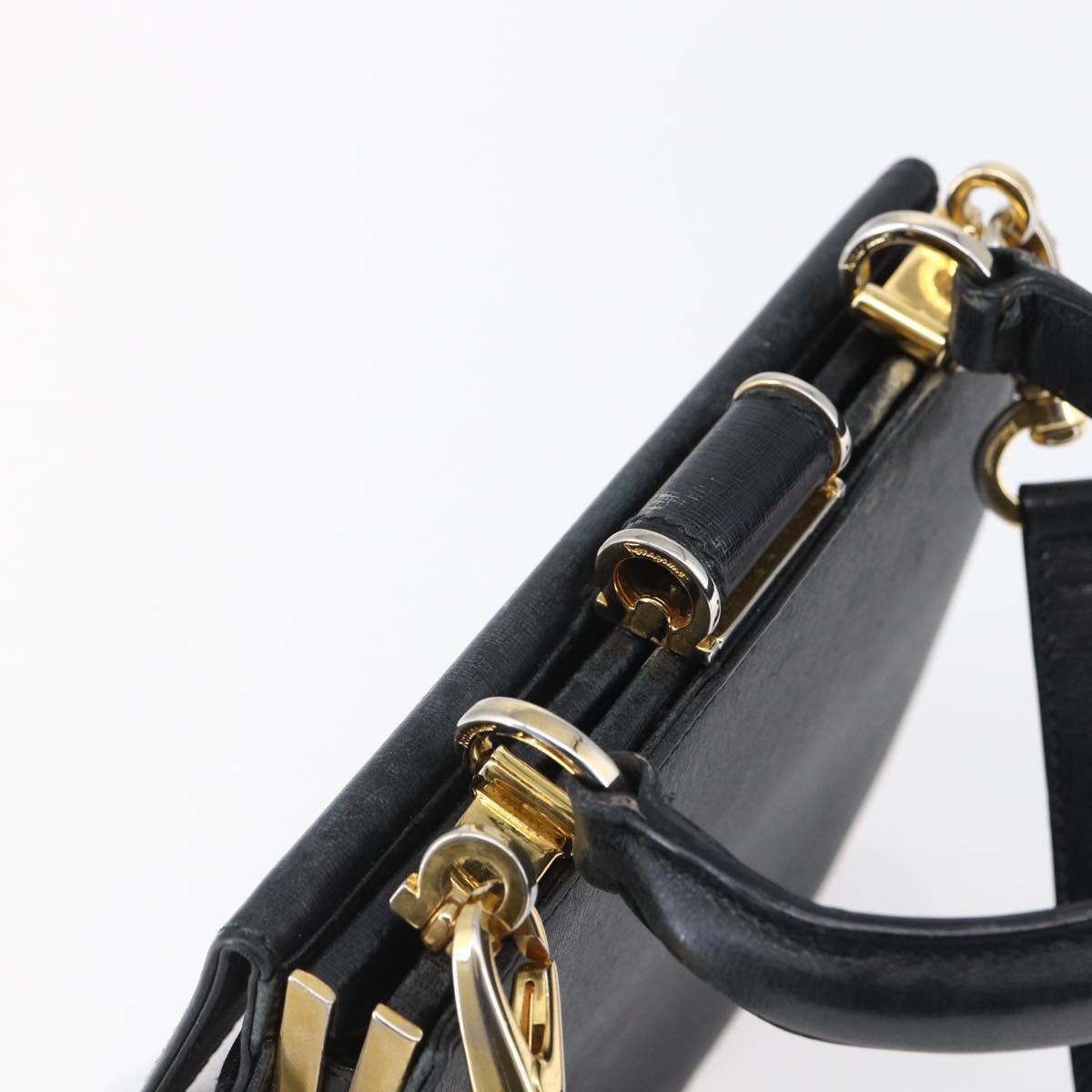 Salvatore Ferragamo Hand Bag Leather 2way Black Gold Auth 152197 - Jerrillo image 6