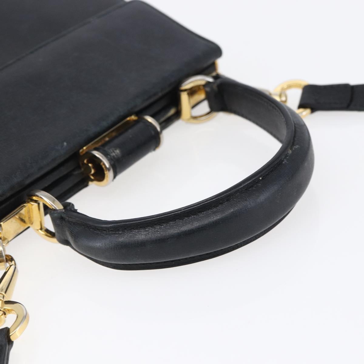 Salvatore Ferragamo Hand Bag Leather 2way Black Gold Auth 152197 - Jerrillo image 7