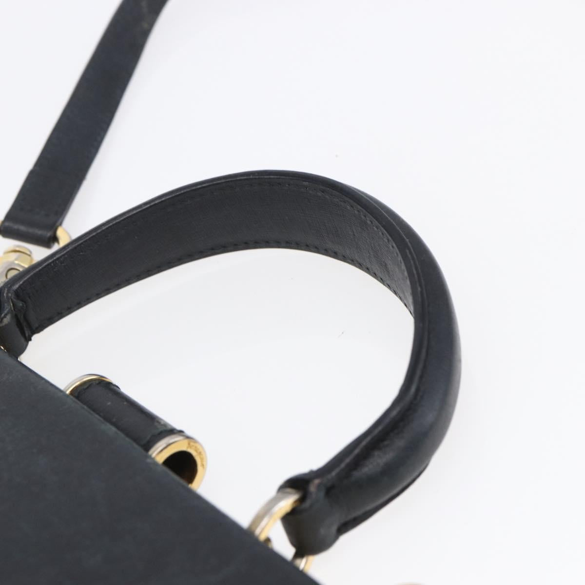 Salvatore Ferragamo Hand Bag Leather 2way Black Gold Auth 152197 - Jerrillo image 8