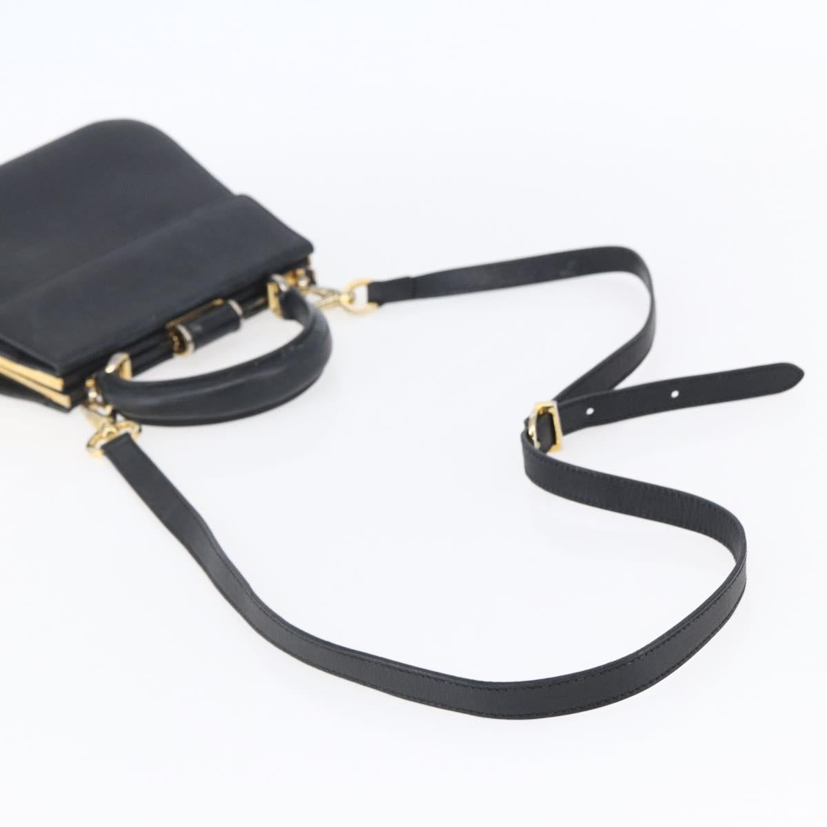Salvatore Ferragamo Hand Bag Leather 2way Black Gold Auth 152197 - Jerrillo image 9