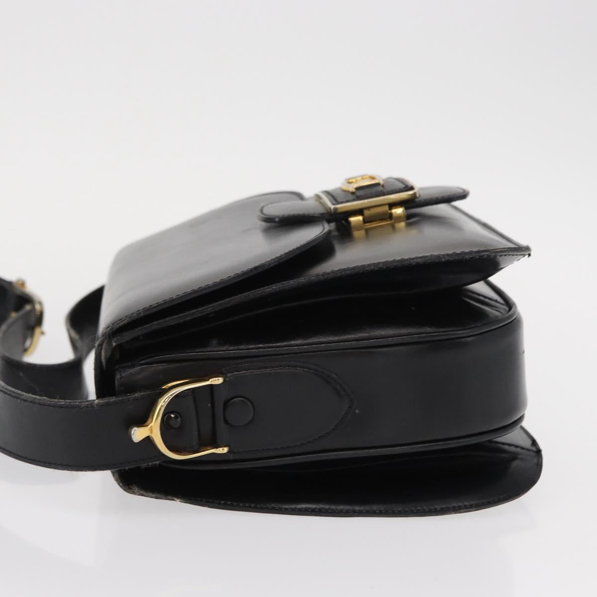CELINE Shoulder Bag Leather Black Gold Auth 152396 - Jerrillo image 4