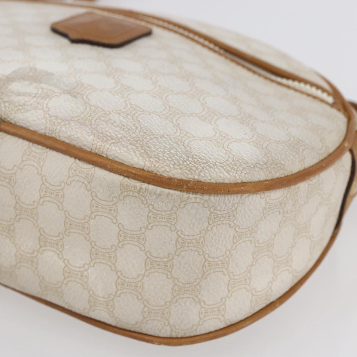 CELINE Macadam Canvas Shoulder Bag PVC Leather White Gold Auth 152580 - Jerrillo image 10