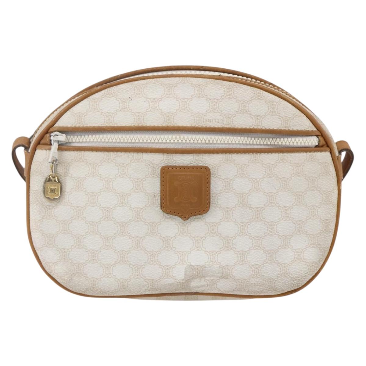 CELINE Macadam Canvas Shoulder Bag PVC Leather White Gold Auth 152580 - Jerrillo image 2
