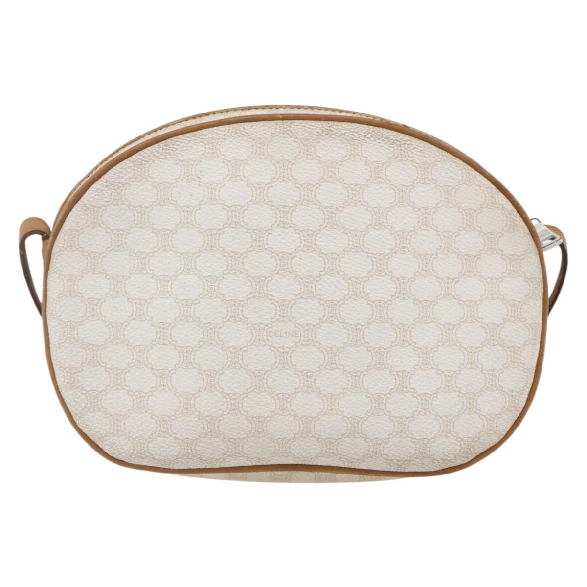 CELINE Macadam Canvas Shoulder Bag PVC Leather White Gold Auth 152580 - Jerrillo image 3