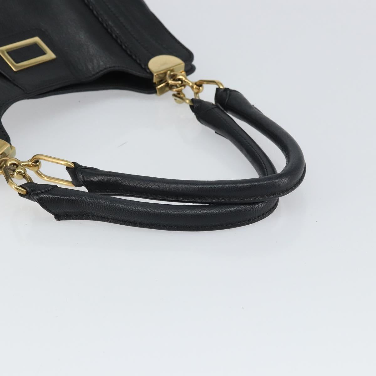 Chloe Irene Hand Bag Leather Black Gold Auth 162156 - Jerrillo image 7