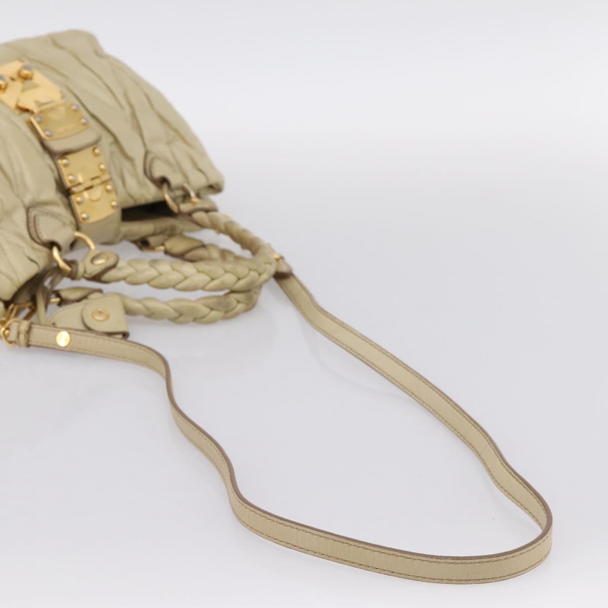 Miu Miu Hand Bag Leather 2way Beige Gold Tone Auth 167578A - Jerrillo image 9