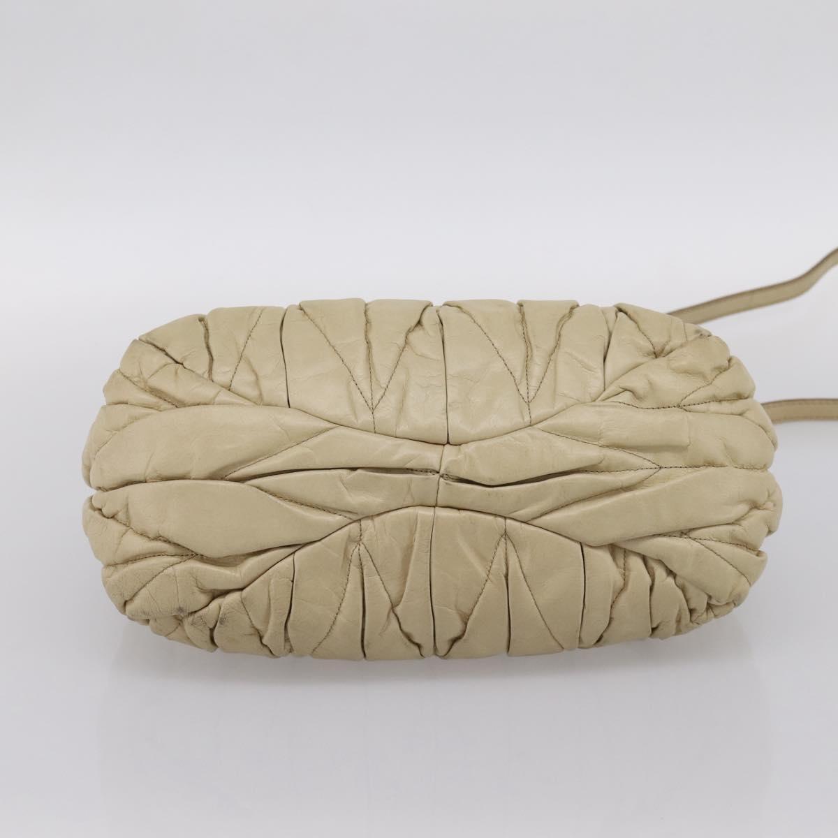 Miu Miu Hand Bag Leather 2way Beige Gold Tone Auth 167578A - Jerrillo image 5