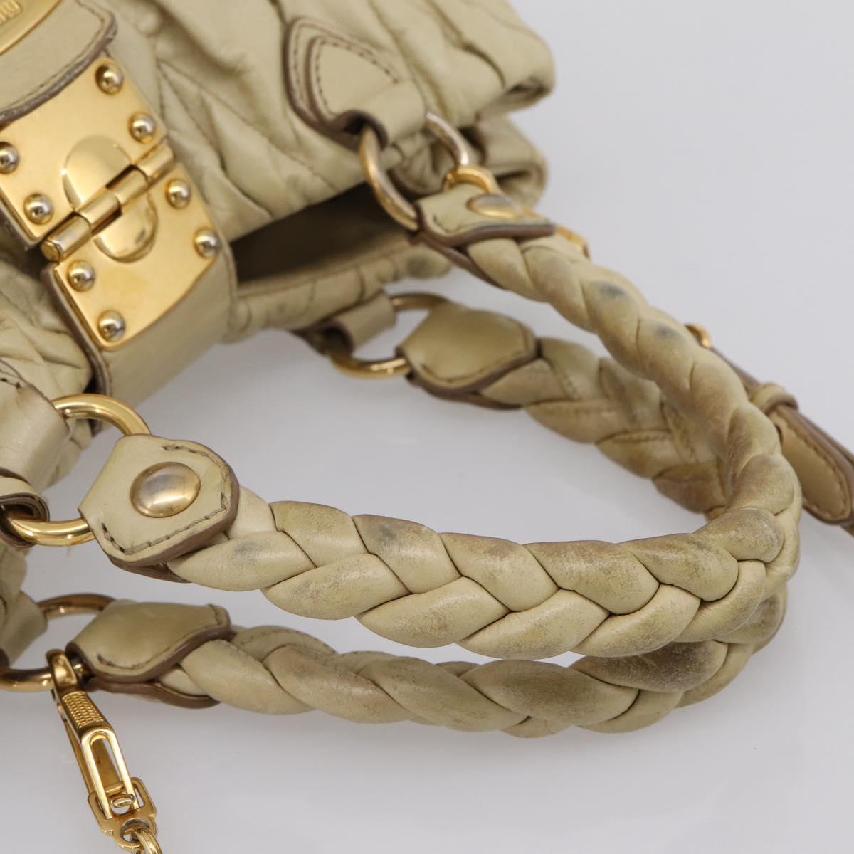 Miu Miu Hand Bag Leather 2way Beige Gold Tone Auth 167578A - Jerrillo image 6