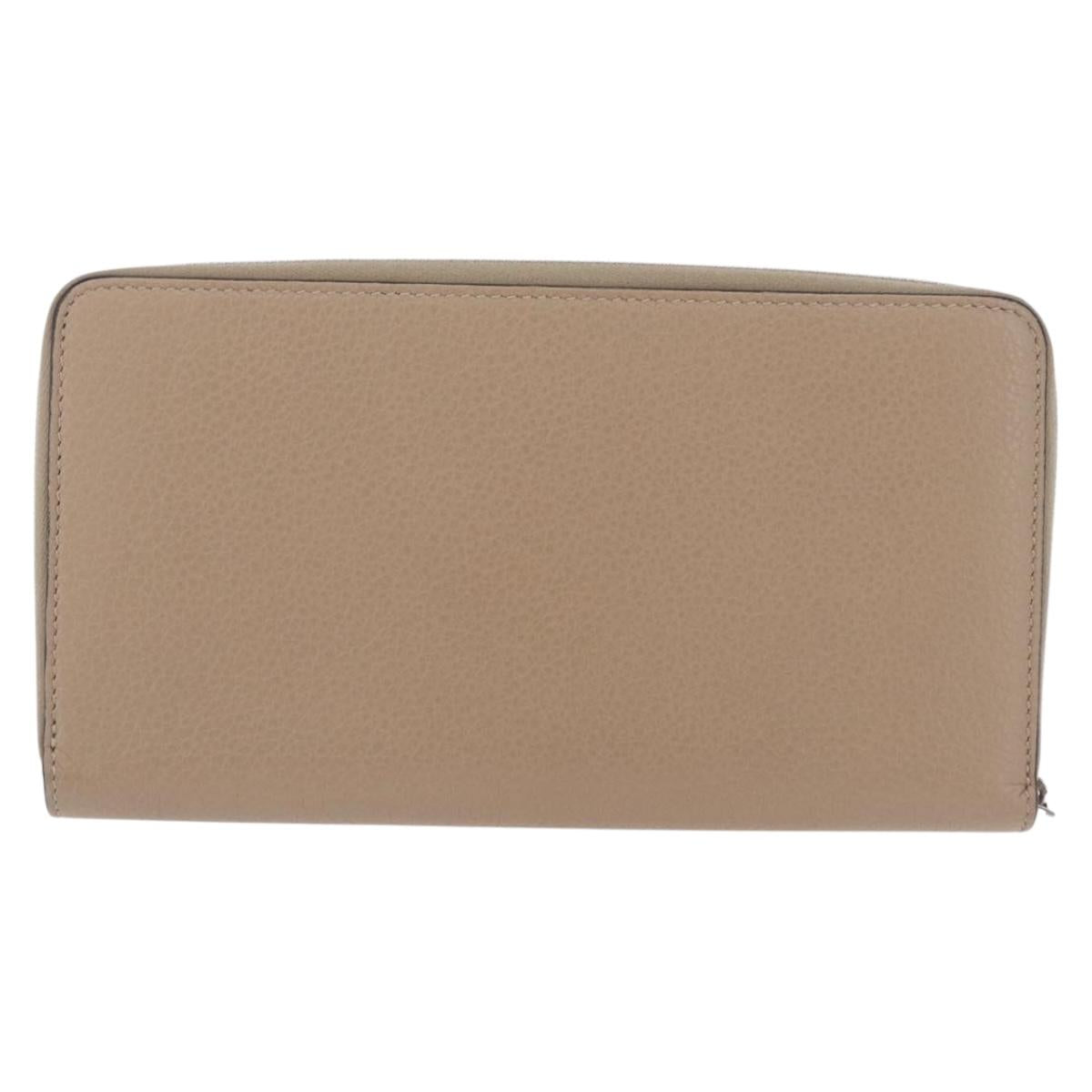 CELINE Long Wallet Leather Beige Silver Auth 180966A - Jerrillo image 2