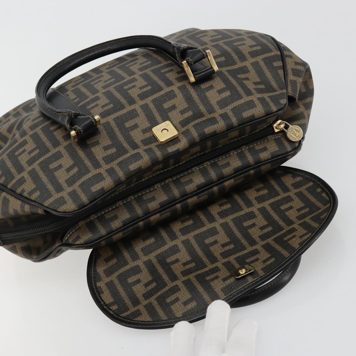 FENDI Zucca Canvas Hand Bag Black Brown Auth 182969V - Jerrillo image 9