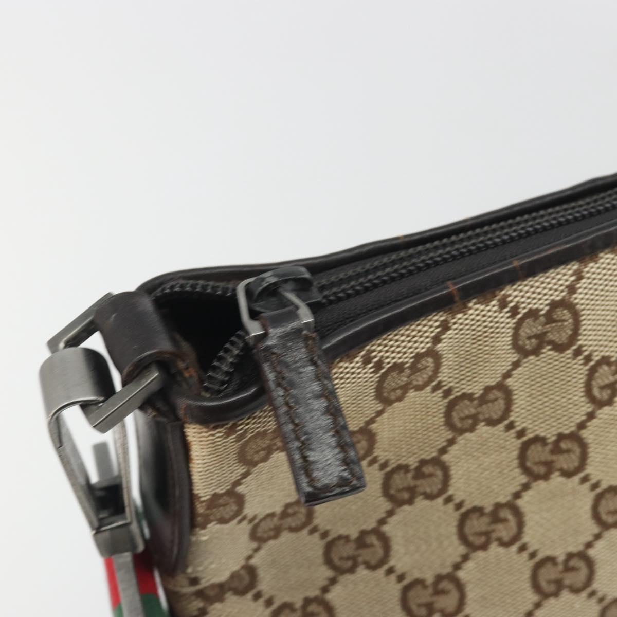 GUCCI GG Canvas Web Sherry Line Shoulder Bag Beige Silver Auth 191971A - Jerrillo image 10