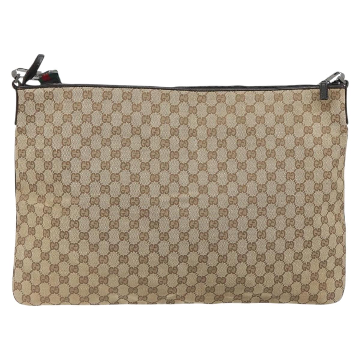 GUCCI GG Canvas Web Sherry Line Shoulder Bag Beige Silver Auth 191971A - Jerrillo image 2
