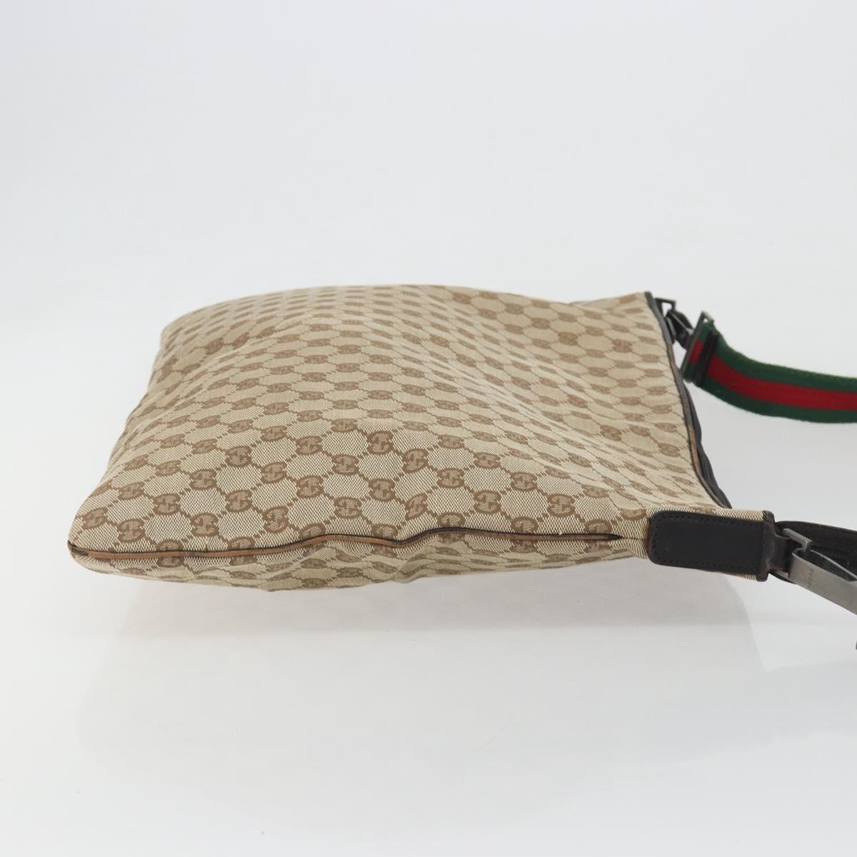 GUCCI GG Canvas Web Sherry Line Shoulder Bag Beige Silver Auth 191971A - Jerrillo image 3