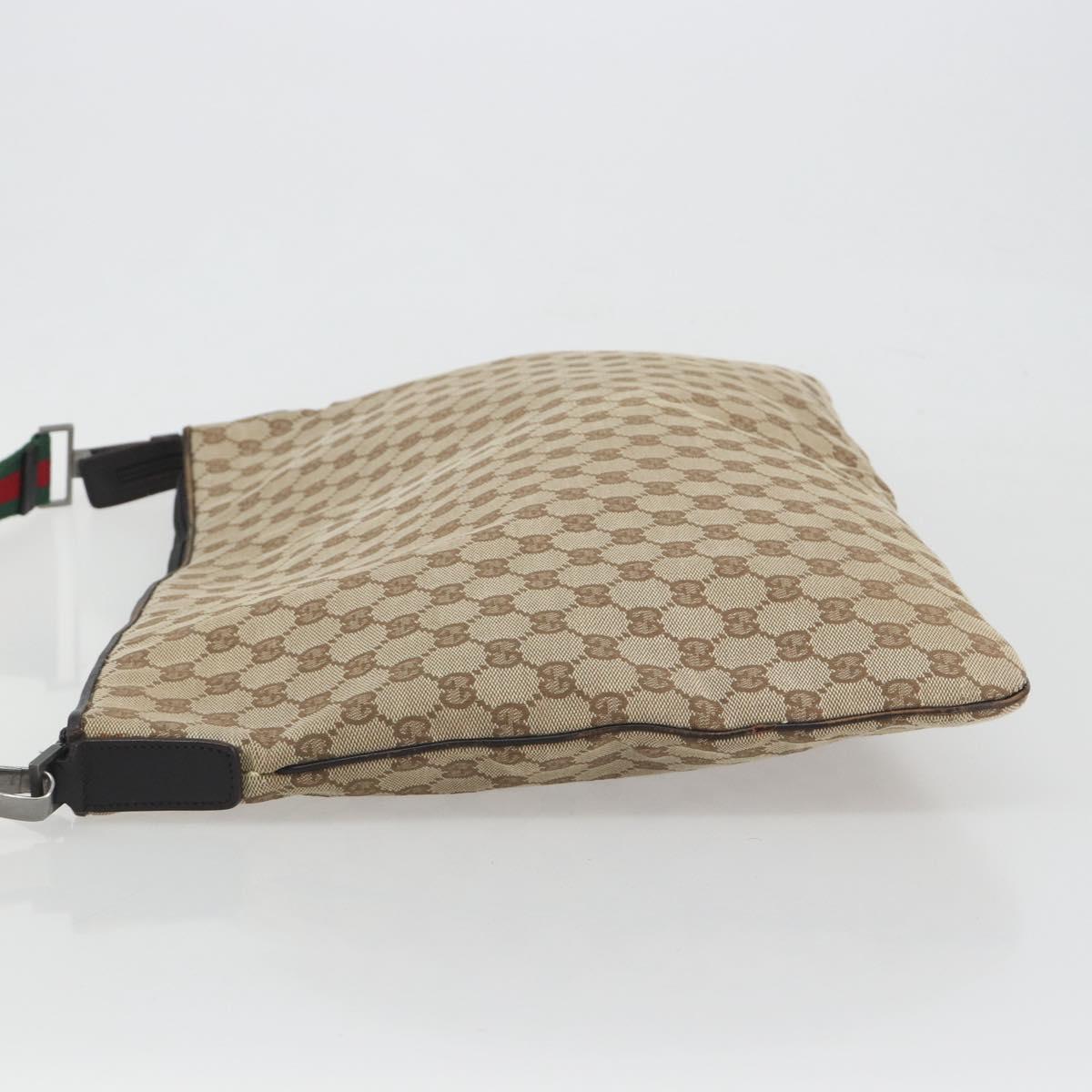 GUCCI GG Canvas Web Sherry Line Shoulder Bag Beige Silver Auth 191971A - Jerrillo image 4