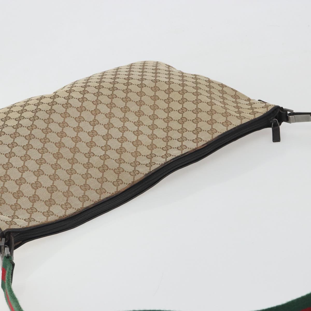 GUCCI GG Canvas Web Sherry Line Shoulder Bag Beige Silver Auth 191971A - Jerrillo image 6