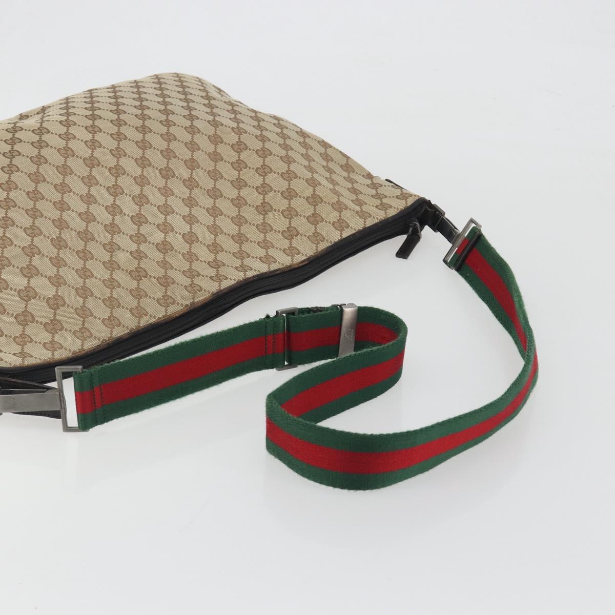 GUCCI GG Canvas Web Sherry Line Shoulder Bag Beige Silver Auth 191971A - Jerrillo image 7