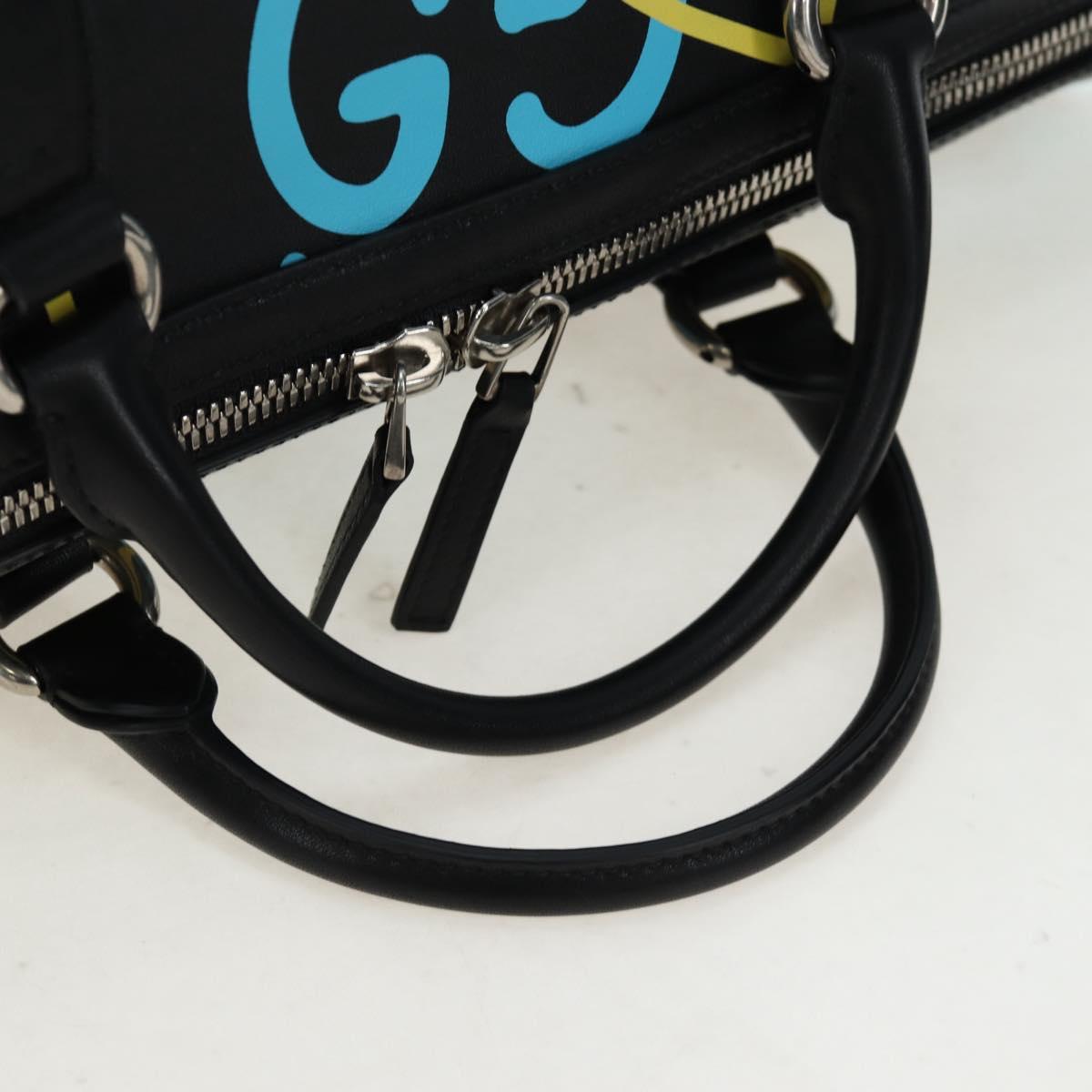 GUCCI Ghost Boston Bag Leather 2way Black Silver Auth 192424SAM - Jerrillo image 7