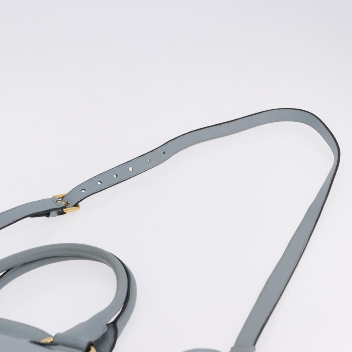 PRADA Tote Bag Leather 2way Light Blue Gold Auth 192481A - Jerrillo image 10