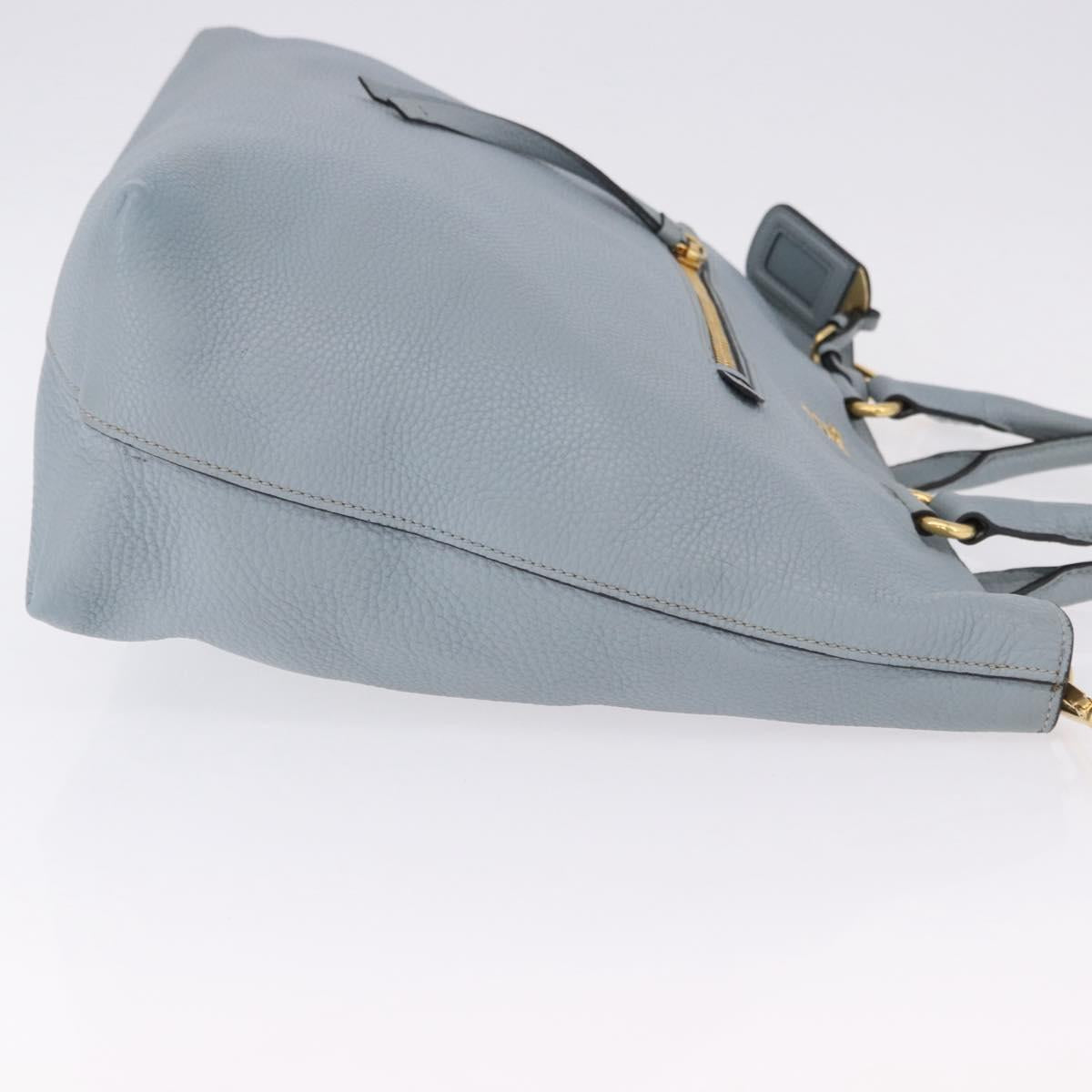 PRADA Tote Bag Leather 2way Light Blue Gold Auth 192481A - Jerrillo image 4