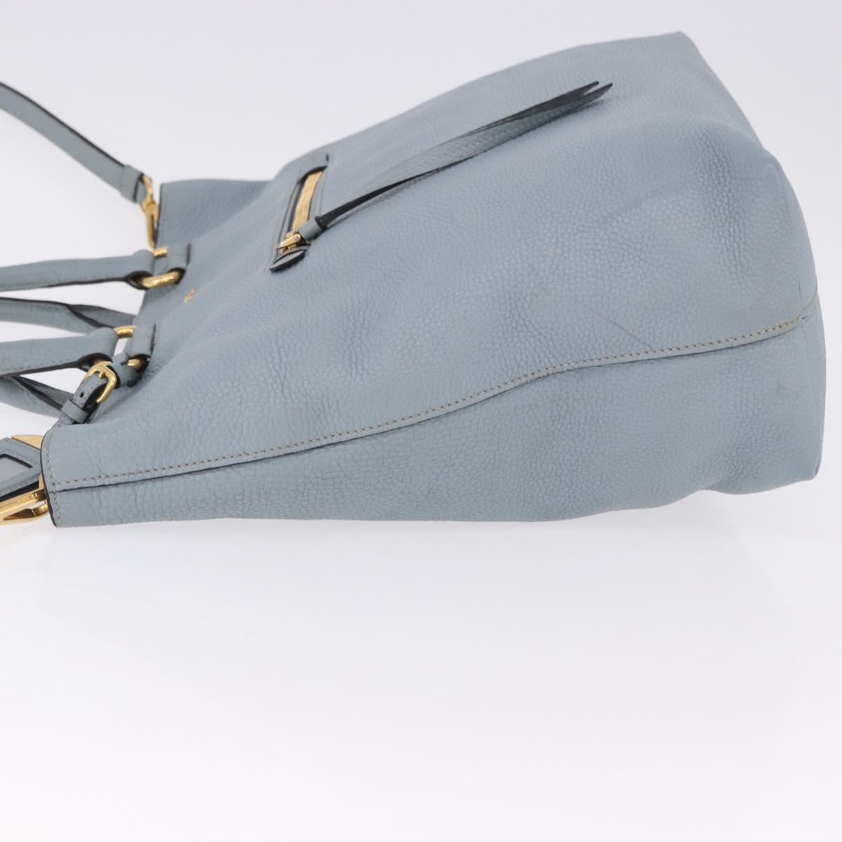 PRADA Tote Bag Leather 2way Light Blue Gold Auth 192481A - Jerrillo image 5