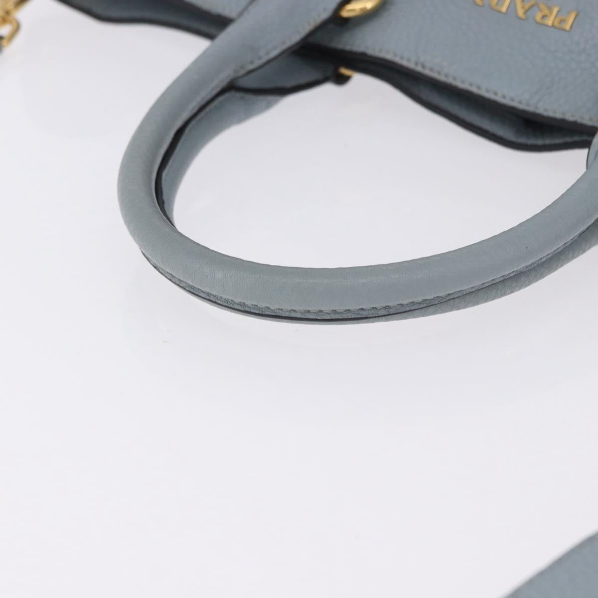 PRADA Tote Bag Leather 2way Light Blue Gold Auth 192481A - Jerrillo image 7