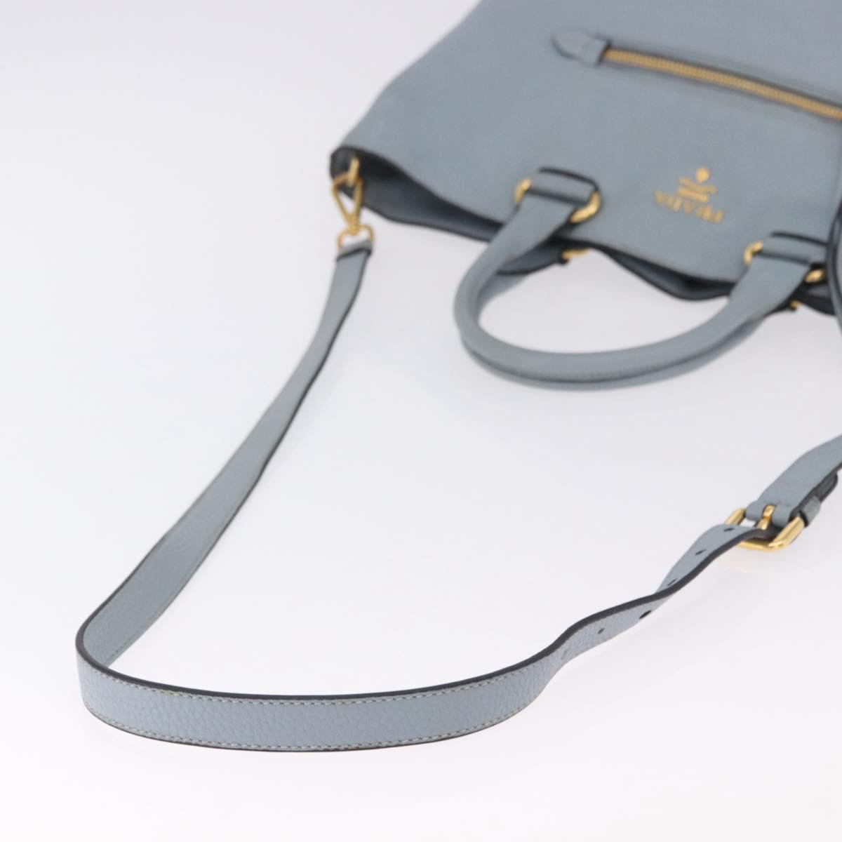 PRADA Tote Bag Leather 2way Light Blue Gold Auth 192481A - Jerrillo image 9