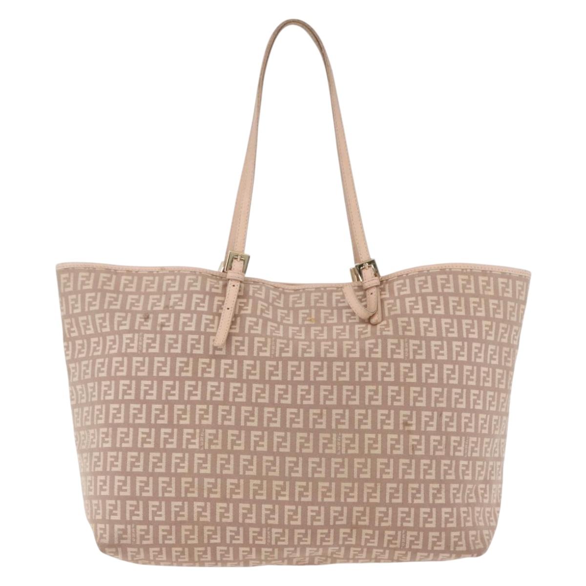 FENDI Zucchino Canvas Tote Bag Pink Gold Auth 192523 - Jerrillo image 2