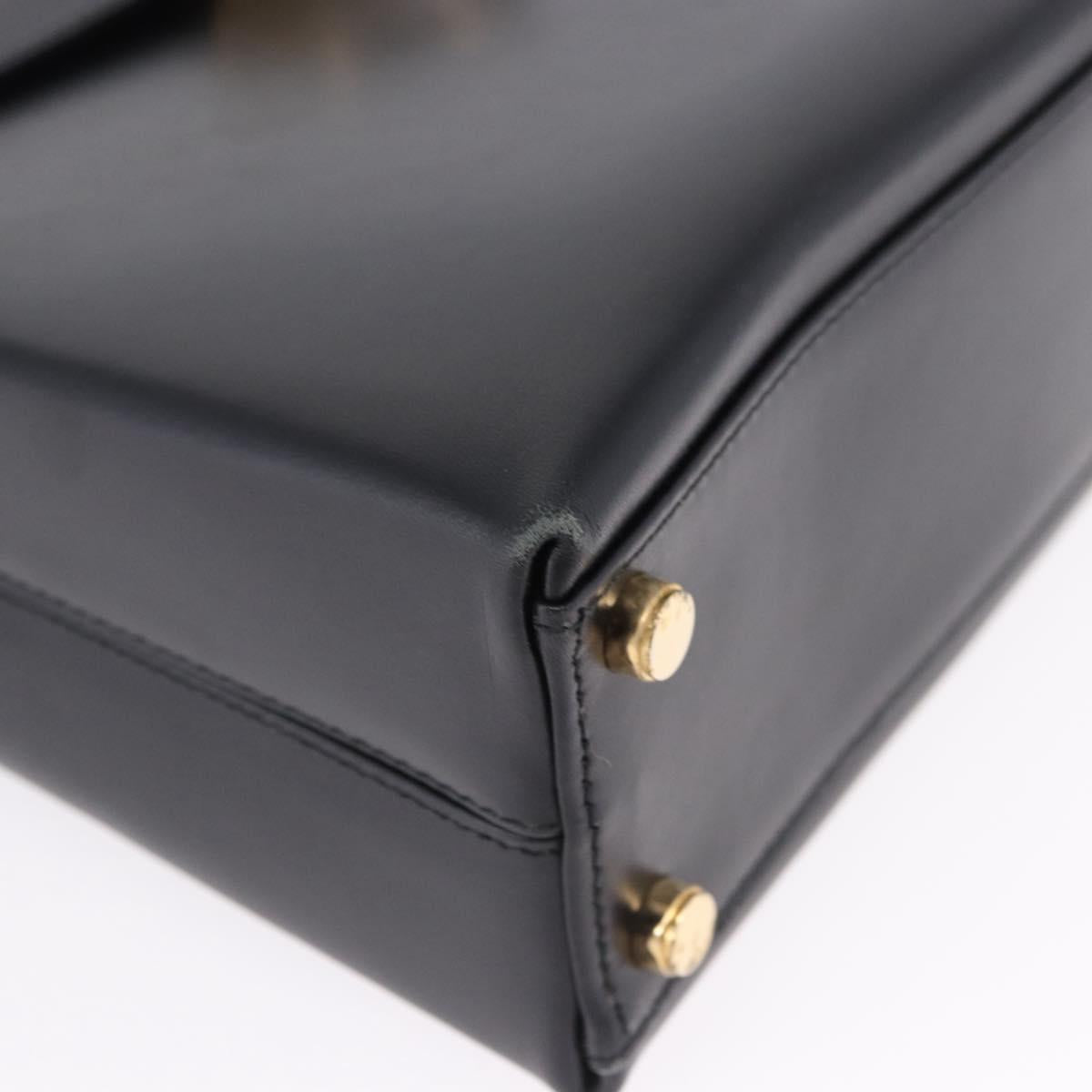 Salvatore Ferragamo Gancini Hand Bag Leather 2way Black Gold Auth 192528A - Jerrillo image 9