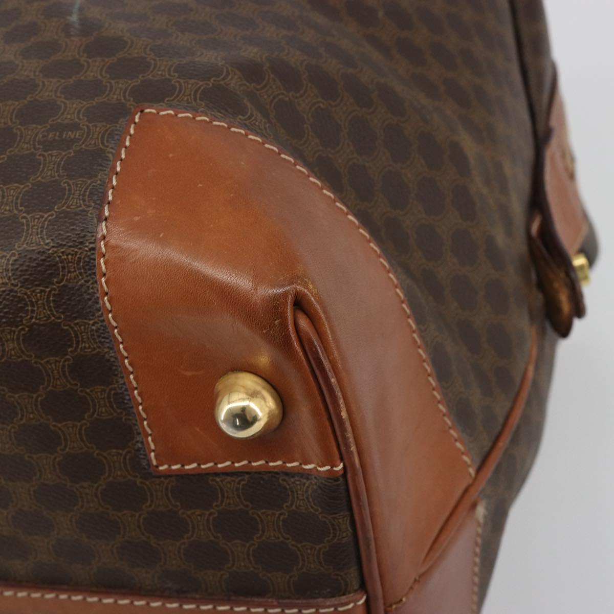 CELINE Macadam Canvas Boston Bag PVC Leather Brown Gold Auth 192543 - Jerrillo image 9