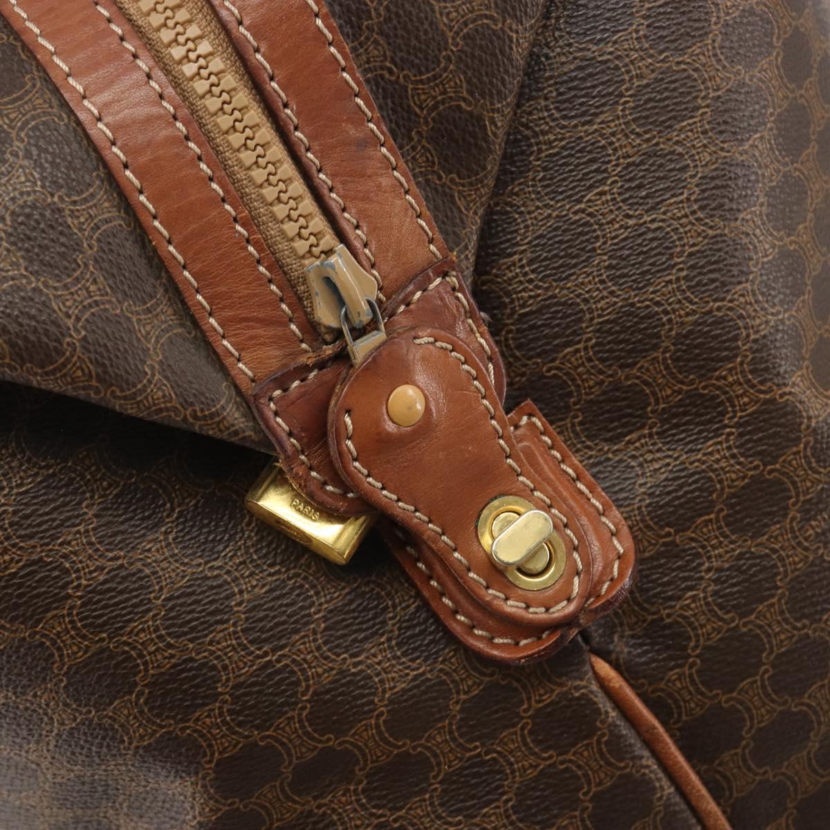 CELINE Macadam Canvas Boston Bag PVC Leather Brown Gold Auth 192543 - Jerrillo image 10
