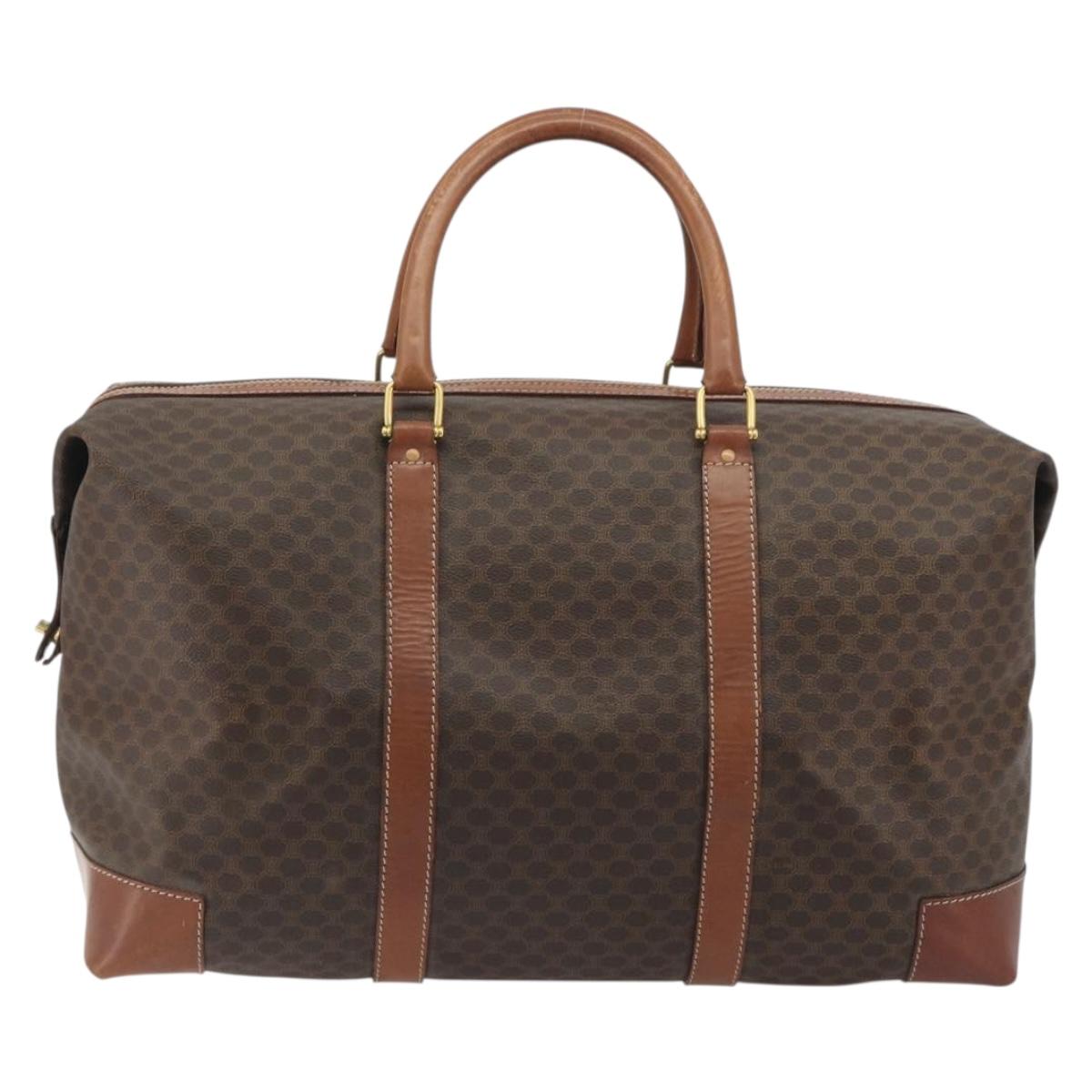 CELINE Macadam Canvas Boston Bag PVC Leather Brown Gold Auth 192543 - Jerrillo image 2