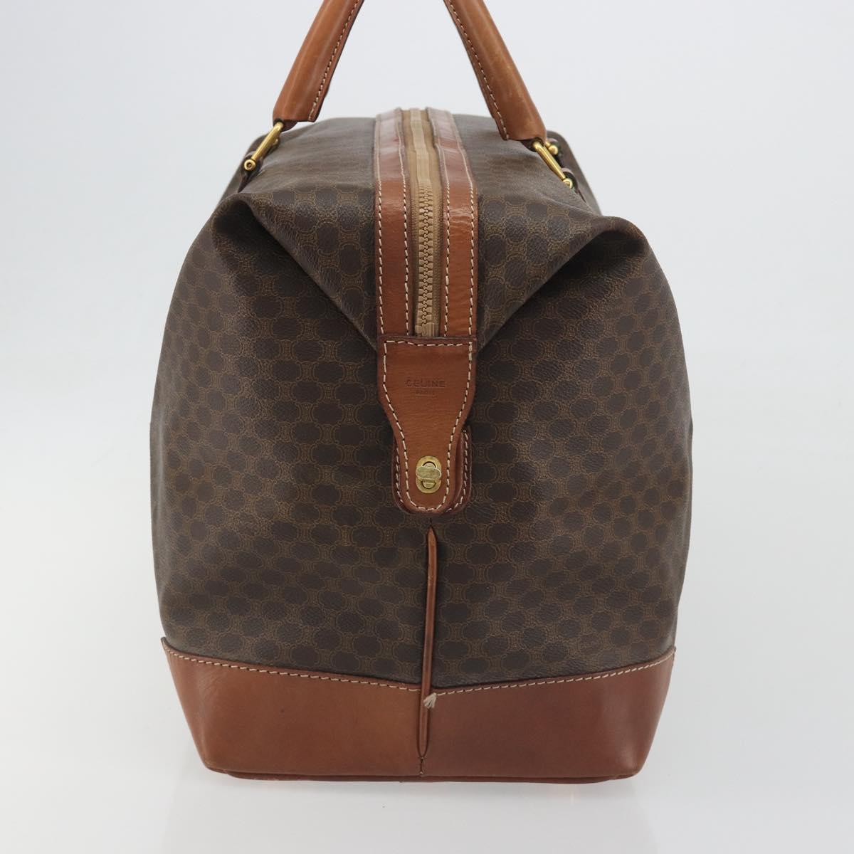 CELINE Macadam Canvas Boston Bag PVC Leather Brown Gold Auth 192543 - Jerrillo image 4