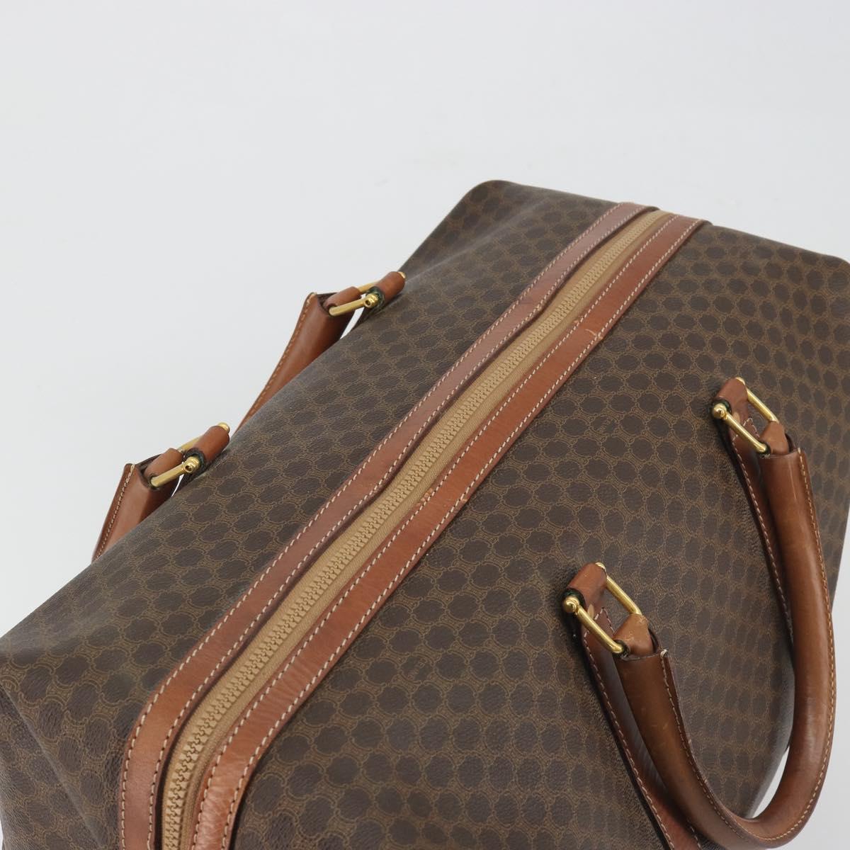 CELINE Macadam Canvas Boston Bag PVC Leather Brown Gold Auth 192543 - Jerrillo image 6