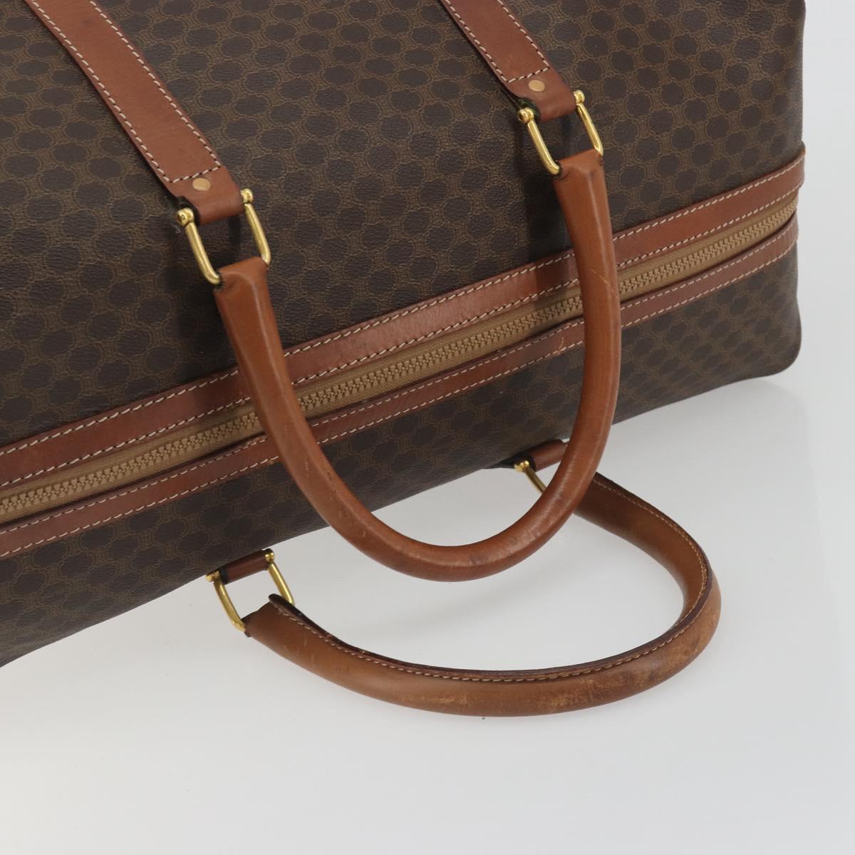 CELINE Macadam Canvas Boston Bag PVC Leather Brown Gold Auth 192543 - Jerrillo image 7