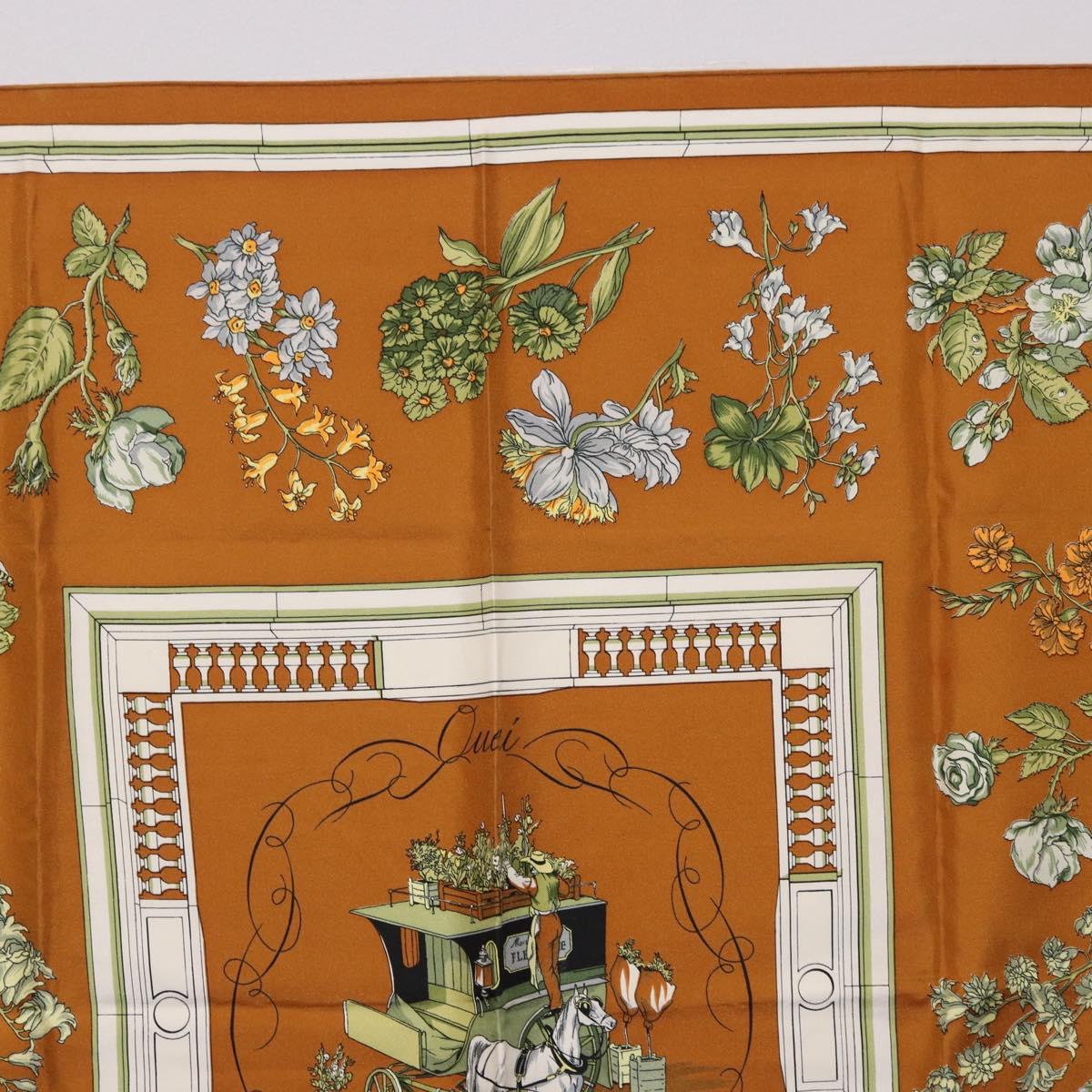 HERMES Carre 90 Scarf "Quai Aux Fleurs" Silk Brown Auth 192550 - Jerrillo image 3