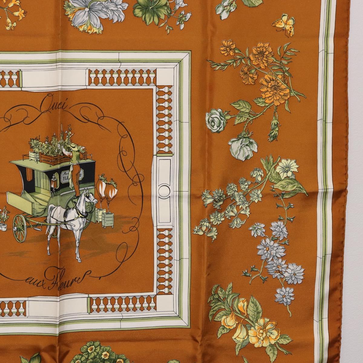 HERMES Carre 90 Scarf "Quai Aux Fleurs" Silk Brown Auth 192550 - Jerrillo image 7