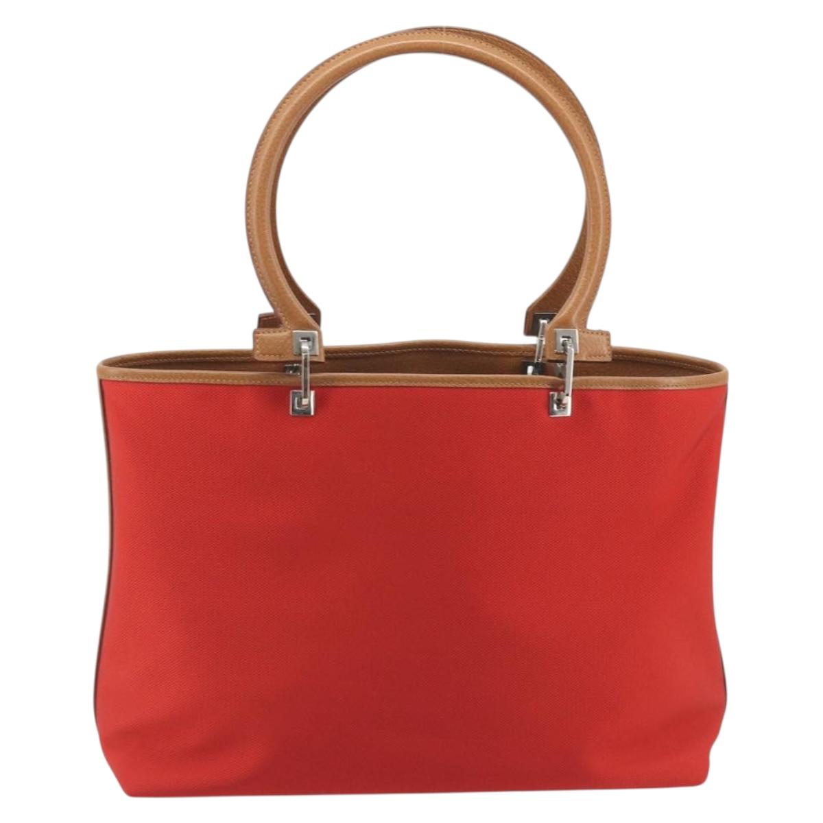 Salvatore Ferragamo Gancini Tote Bag Canvas Red Silver Auth 193384V - Jerrillo image 2