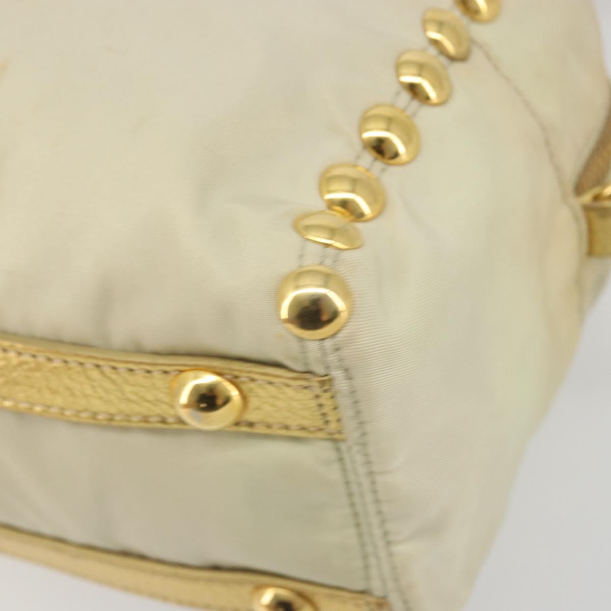PRADA Shoulder Bag Nylon 2way Beige Gold Auth 193402A - Jerrillo image 10