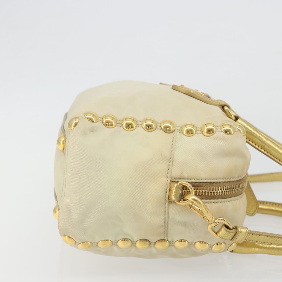 PRADA Shoulder Bag Nylon 2way Beige Gold Auth 193402A - Jerrillo image 3