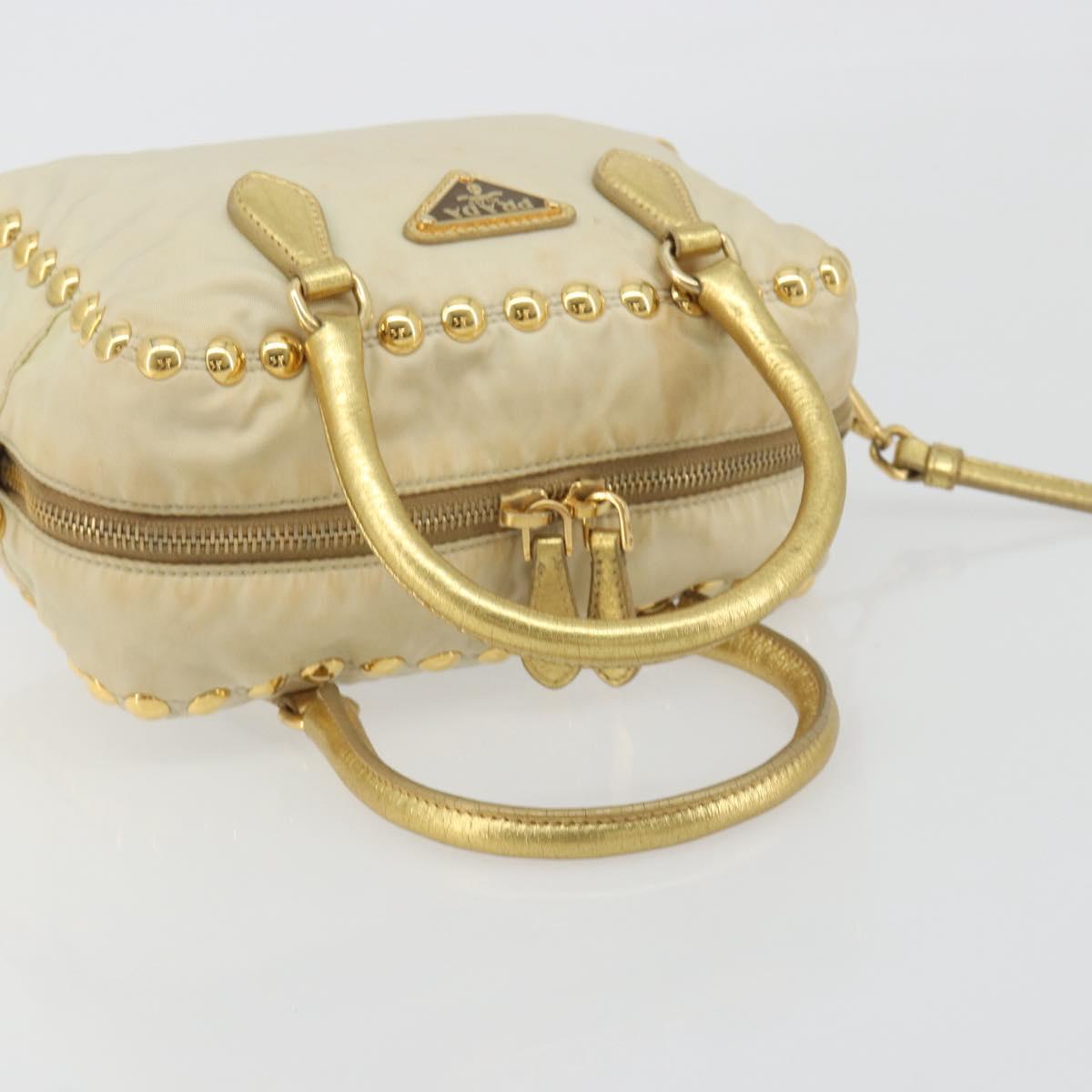 PRADA Shoulder Bag Nylon 2way Beige Gold Auth 193402A - Jerrillo image 7