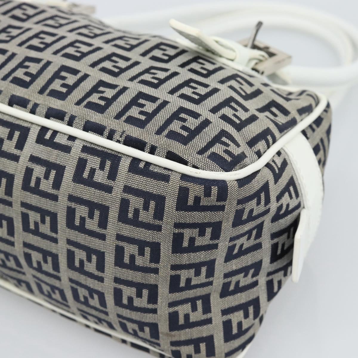 FENDI Zucchino Canvas Hand Bag Navy Silver Auth 193898A - Jerrillo image 8