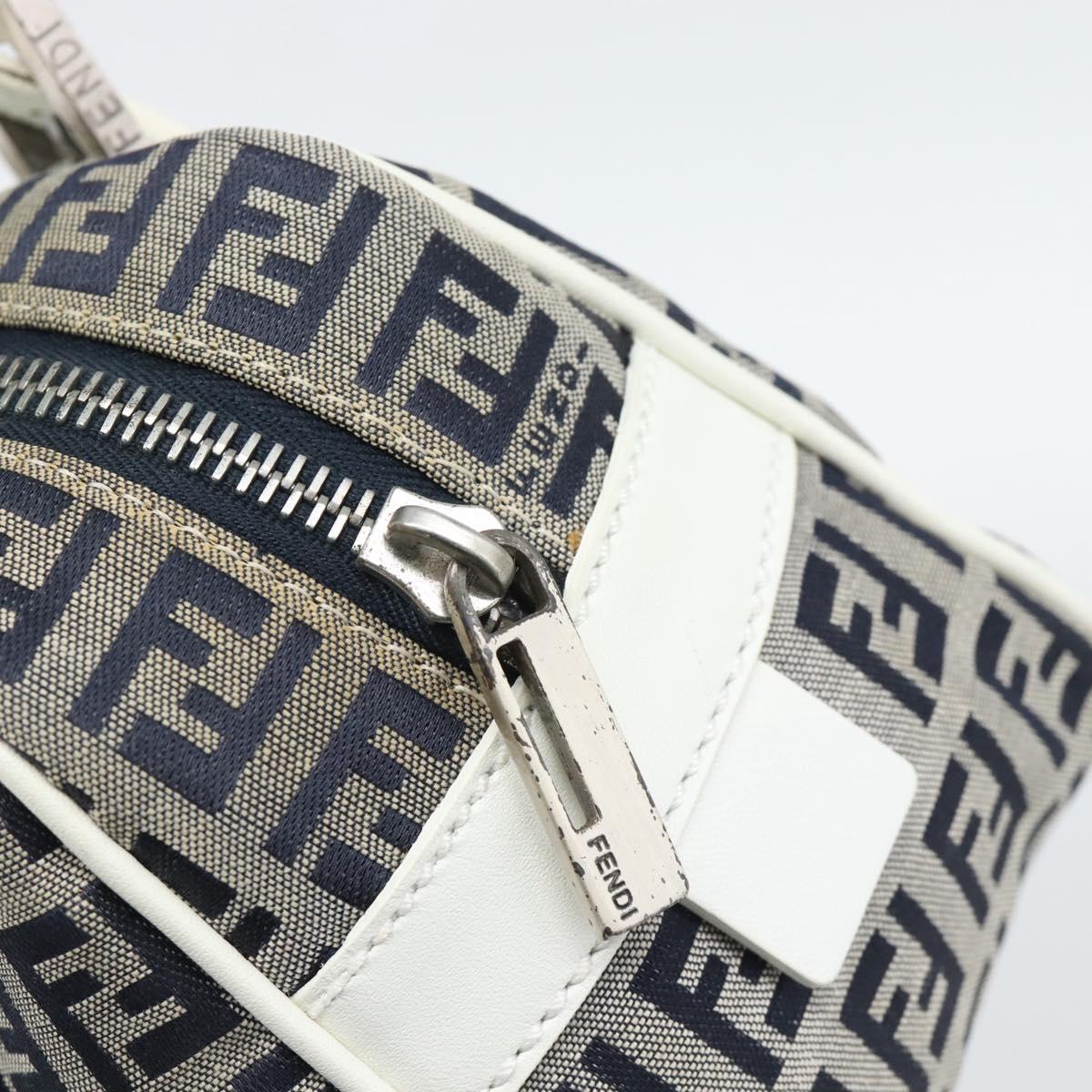 FENDI Zucchino Canvas Hand Bag Navy Silver Auth 193898A - Jerrillo image 10