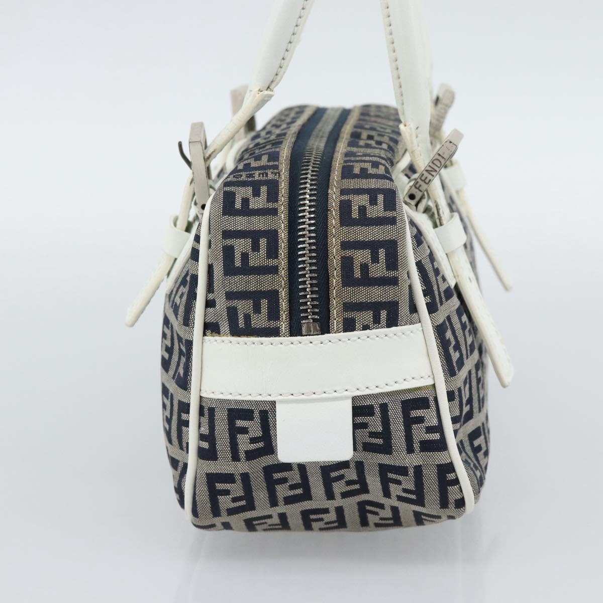 FENDI Zucchino Canvas Hand Bag Navy Silver Auth 193898A - Jerrillo image 4