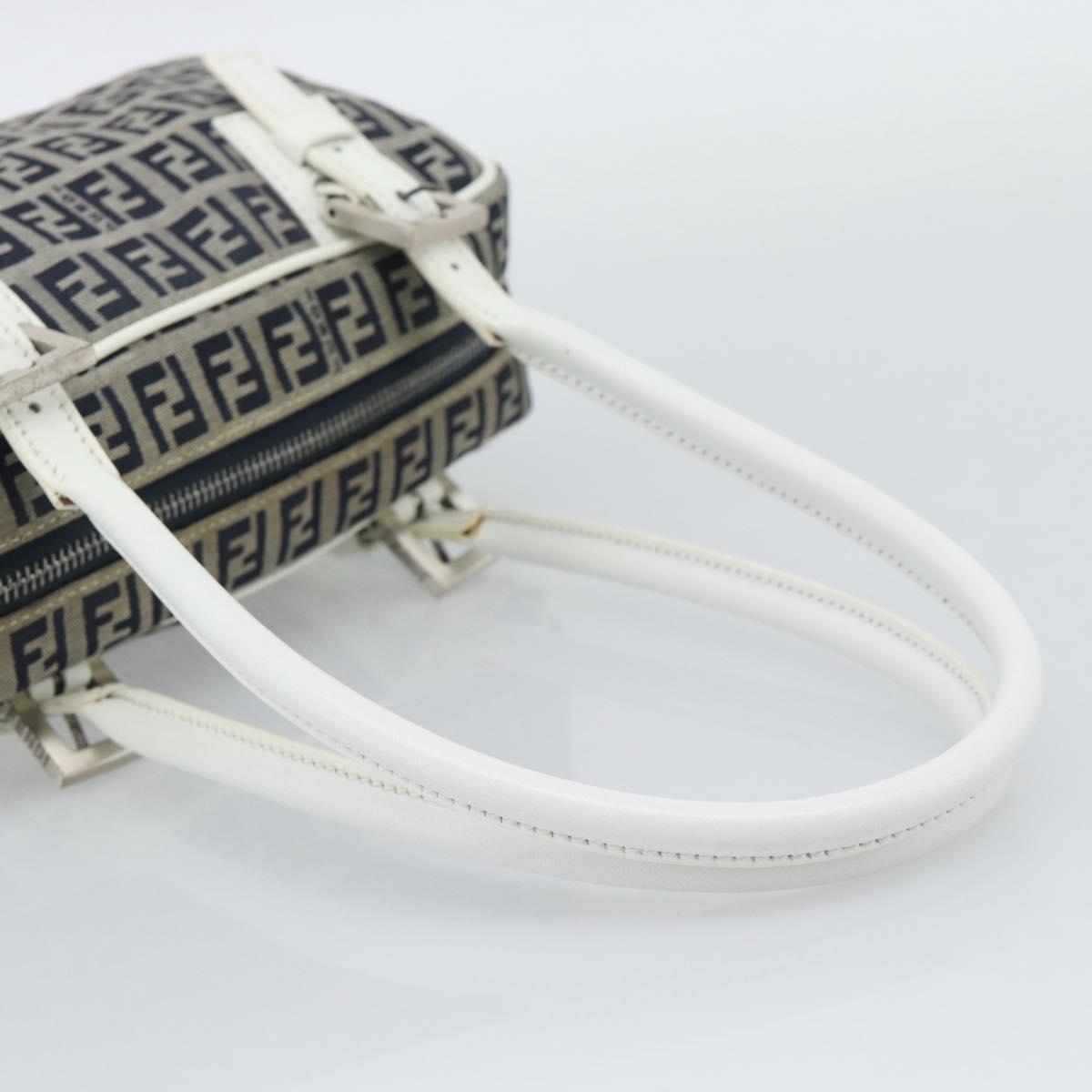 FENDI Zucchino Canvas Hand Bag Navy Silver Auth 193898A - Jerrillo image 7